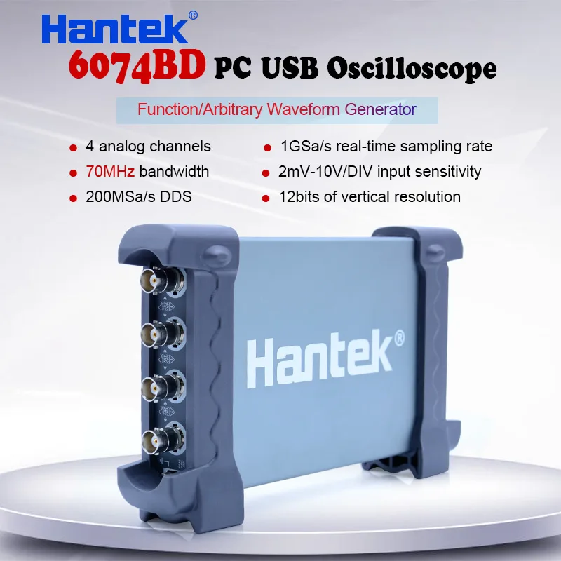 Hantek 6074BD USB цифровые осциллографы 4 канала произвольный 70 МГц Osciloscopio Цифровой с 25