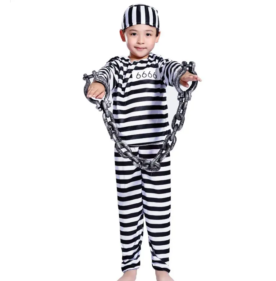 Костюм для косплея на Хэллоуин одежда мальчиков детский полосатый костюм