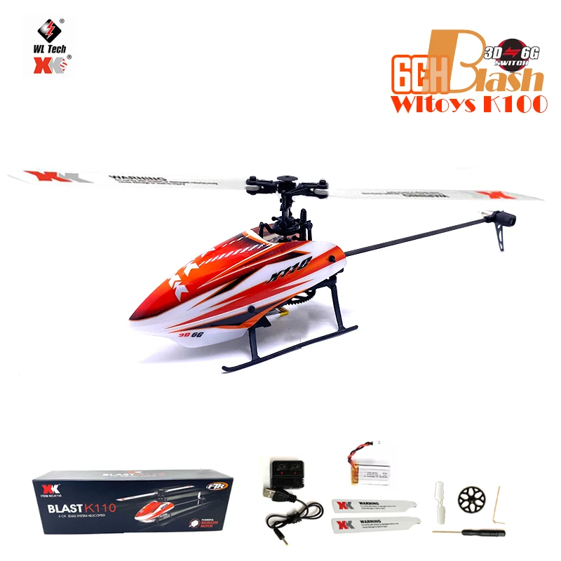 

WLtoys XK K110 BNF RC Mini Helicopter 2.4G 6CH 3D 6G System Brushless Motor Compatible with FUTABA S-FHSS RC Toys For Kids Gifts