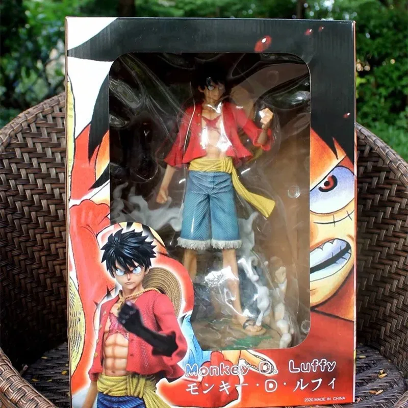 

15.1 " ONE PIECE Statue Straw Hat Ship Group Captain Luffy Rubber Fruit Bust Full-Length Portrait GK Action Figure Toys 37 CM