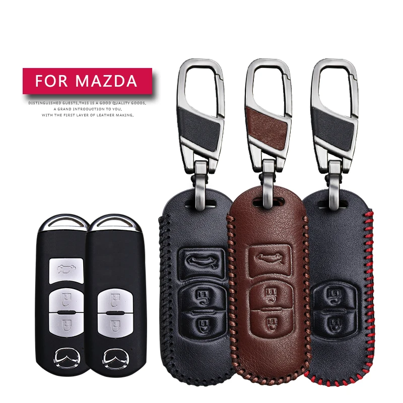 

KUKAKEY дистанционное управление для Mazda 3 BK 6 CX5 Axela Atenza 323 626 CX3 кожаный брелок для ключей чехол сумка