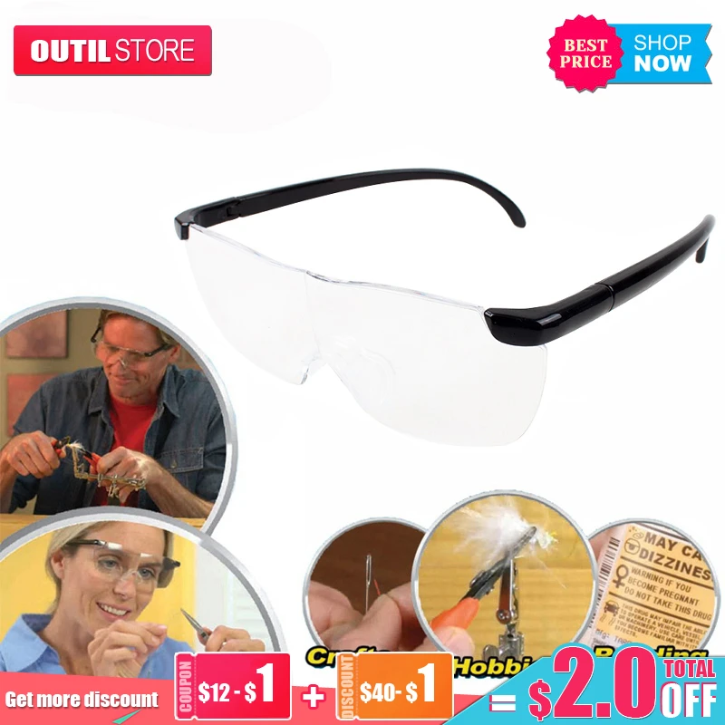 

Realmote 250 Degree Headband Plastic Magnifier Eyewear 1.6x Glasses Presbyopic For Embroidery Reading Auxiliary Tools
