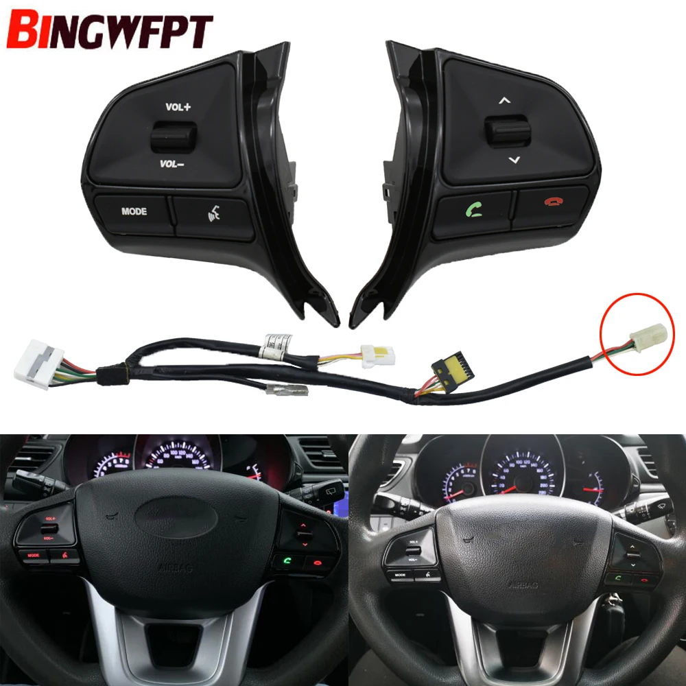 

Multifunction Steering Wheel Key Module Audio Control Bluetooth Phone With Wire Harness For KIA K2 RIO 2011-2014
