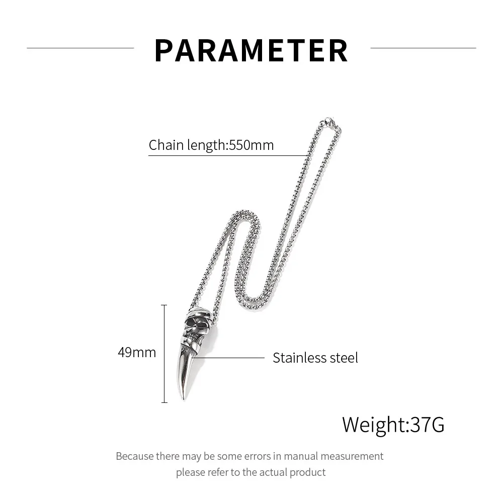 

European and American Punk Jewelry Halloween Skull Titanium Steel Mens Necklace Personality Domineering Pendant Accessories
