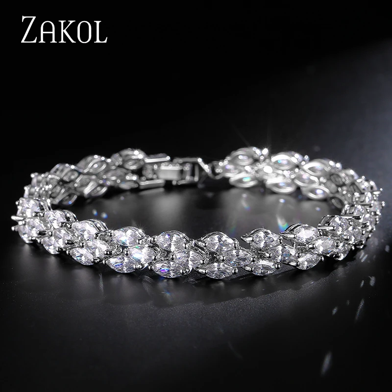 ZAKOL трендовые римские Свадебные ювелирные изделия с огранкой маркиза прозрачные