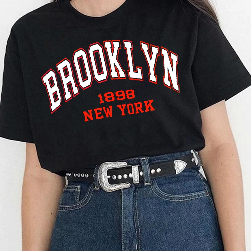 

Brooklyn New York Harajuku Summer Women T-shirts Casual USA Area Printed Tops Tee Female T Shirt Short Sleeve T Shirt