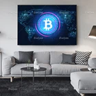 Неоновый светящийся постер с принтом биткоина, настенный подарок BTC с криптовалютой цифровой валютой  Светящийся неоновый светящийся постер с плавающей рамкой