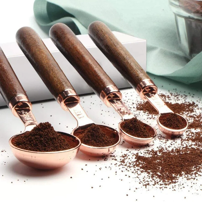 Мерные ложки-4 шт. мерные Детские Ложки с деревянной ручкой из нержавеющей стали