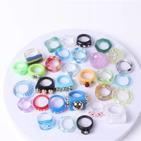 wholesale 30pcslot 30 style fashion colorful rhinestone resin rings for women mix style party gifts jewelry