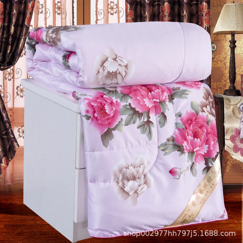 

Natural Polyester Quilt Soft Warm Comfortable Bedding Printing Cool Quilt Handmade For Summer Winter Comforter Bedclothes