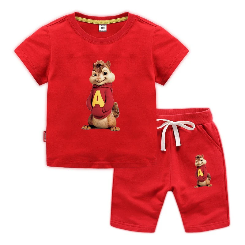 

2020 Kids T Shirts Sets boys Short Sleeve Alvin Chipmunks shirt Boys Girls T-Shirt Clothes Sets Alvin Costume Kids Shirts Sets