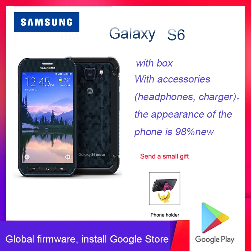 

Samsung Galaxy S6 Active/G890A Octa Core Android 5.0 Cellphone 3GB+32GB 16MP Camera 5.1 Inch Unlocked Phone WiFi Mobile Phones