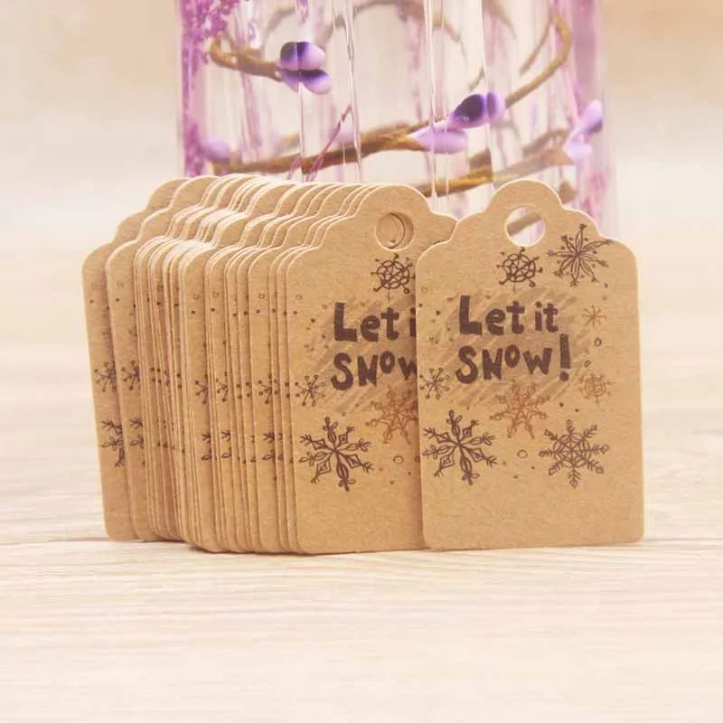 100 шт. рождественские бирки карточка из крафт-бумаги Подарочная этикетка бирка