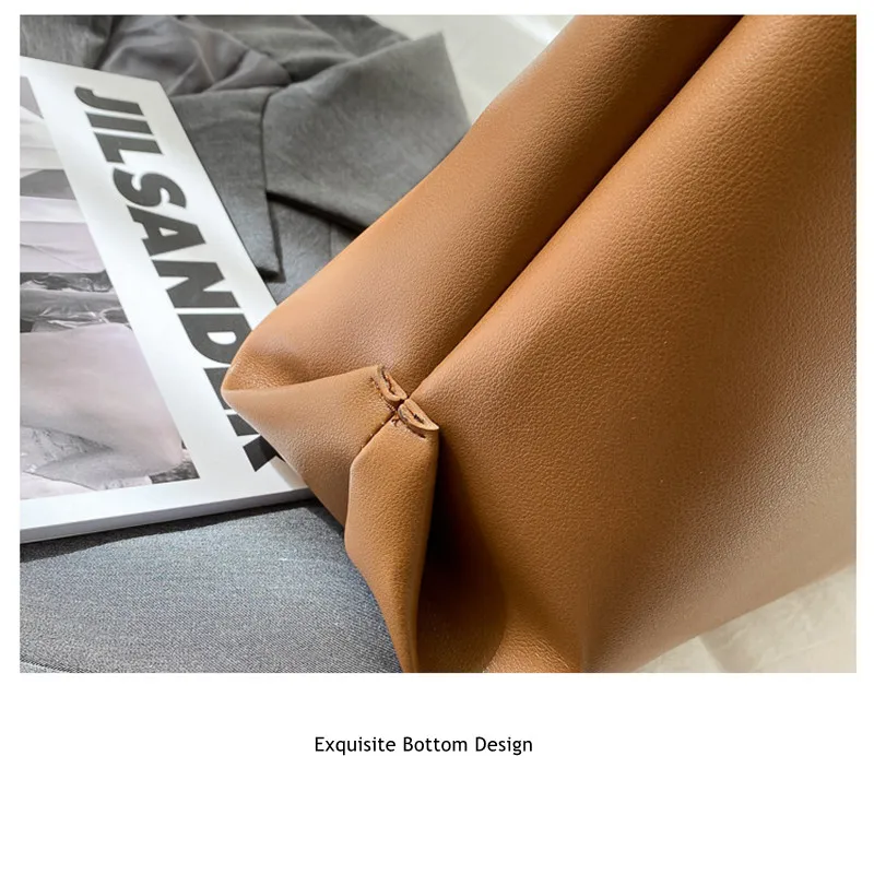 

High Quality Womens Handbag Large Capacity Tote Bag New Style Fashion Simple Solid Color Tote Shoulder Bag PU Leather Wholesale