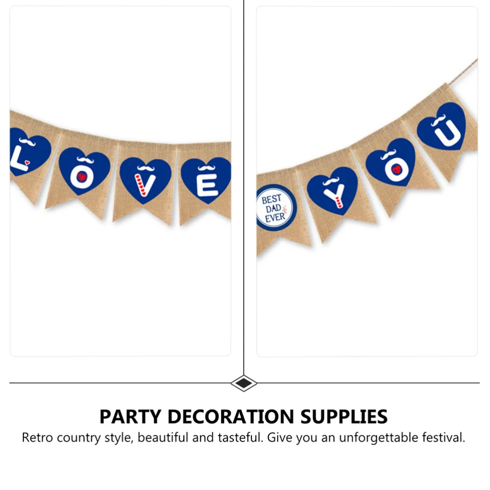 

1Pc Father's Day Decorative Linen Bunting Letters Design Banner Party Supply