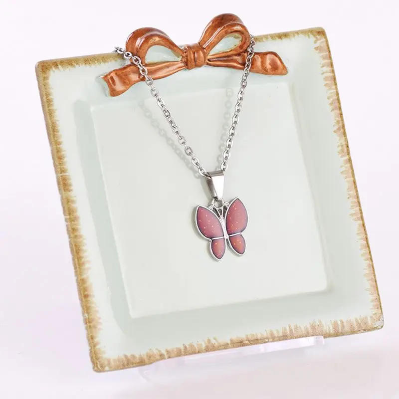 Волшебная бабочка изменение цвета с температурой кулон ожерелье ювелирные