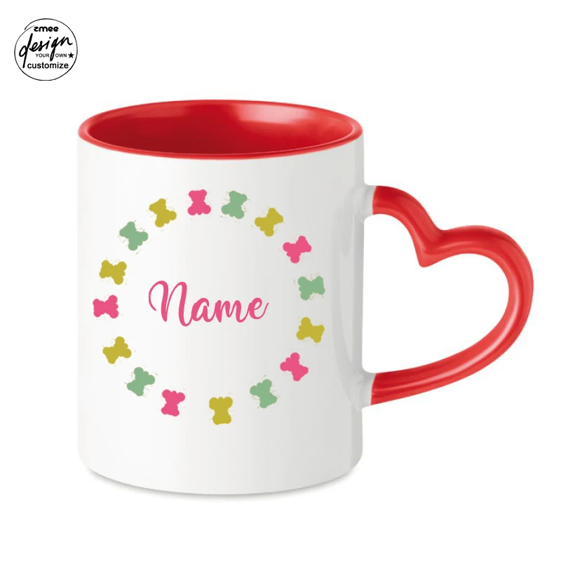 

Ceramic Mug Custom Name Photo Heart Shape Handle Color Customized Pictures Images Girl Milk Mugs Kids Birthday Gift Children Cup