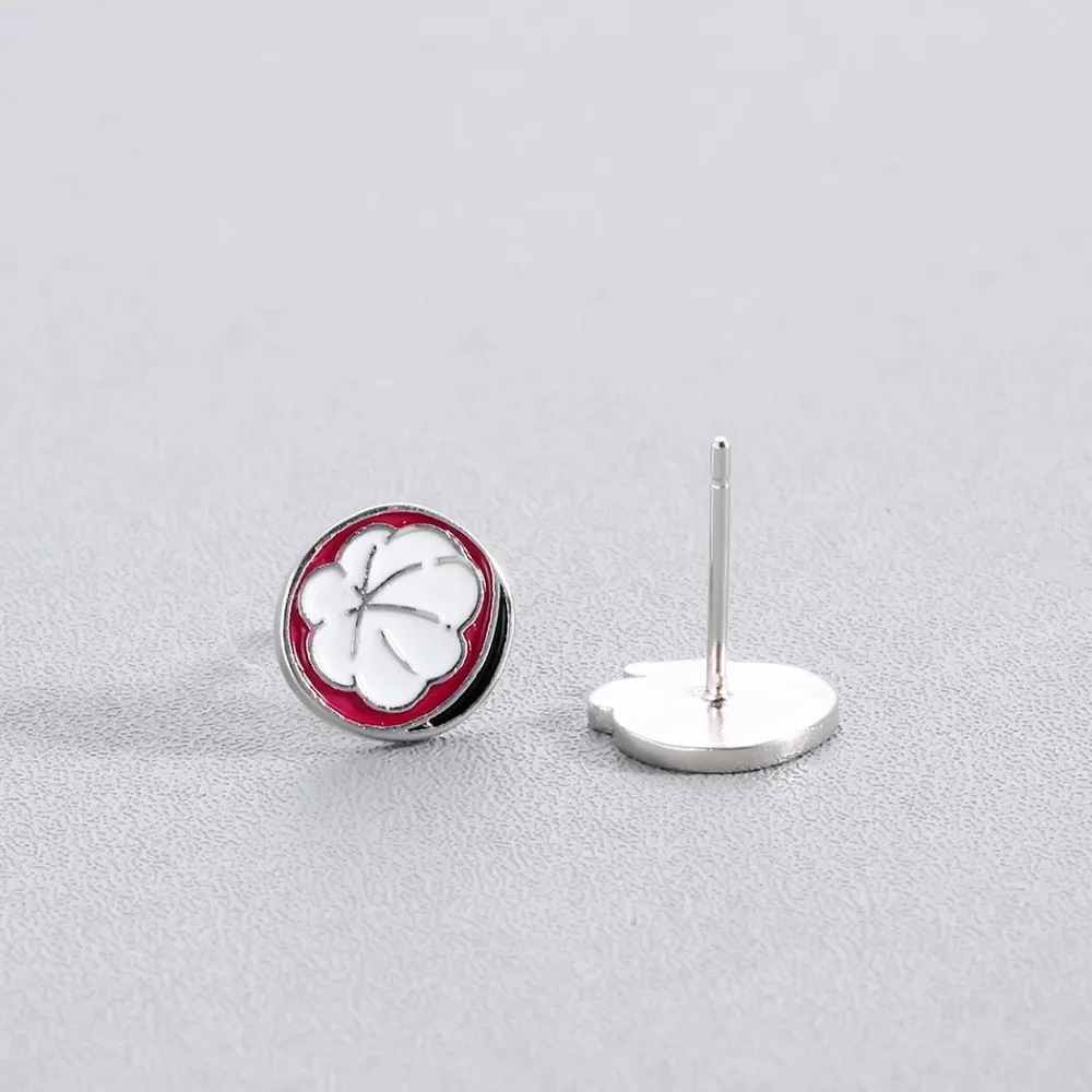 Женские серьги-гвоздики с изображением фруктов акварелью и мангостином |