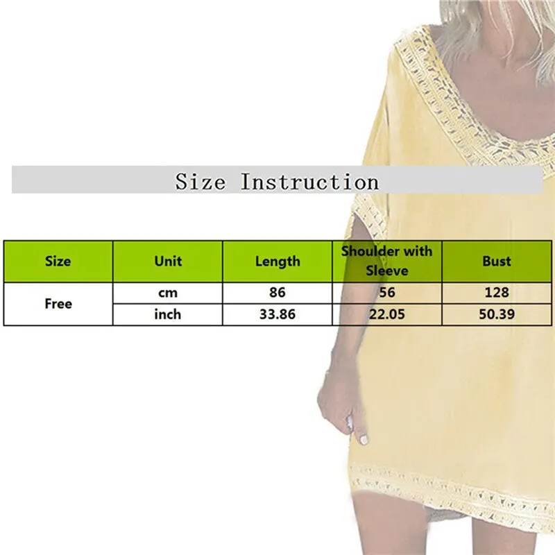 

Sexy Women Loose Beach Dress Tunic Solid Bikini Cover UP Swimsuit Beachwear Swimwear Hollow Out Beach Dress Robe De Plage