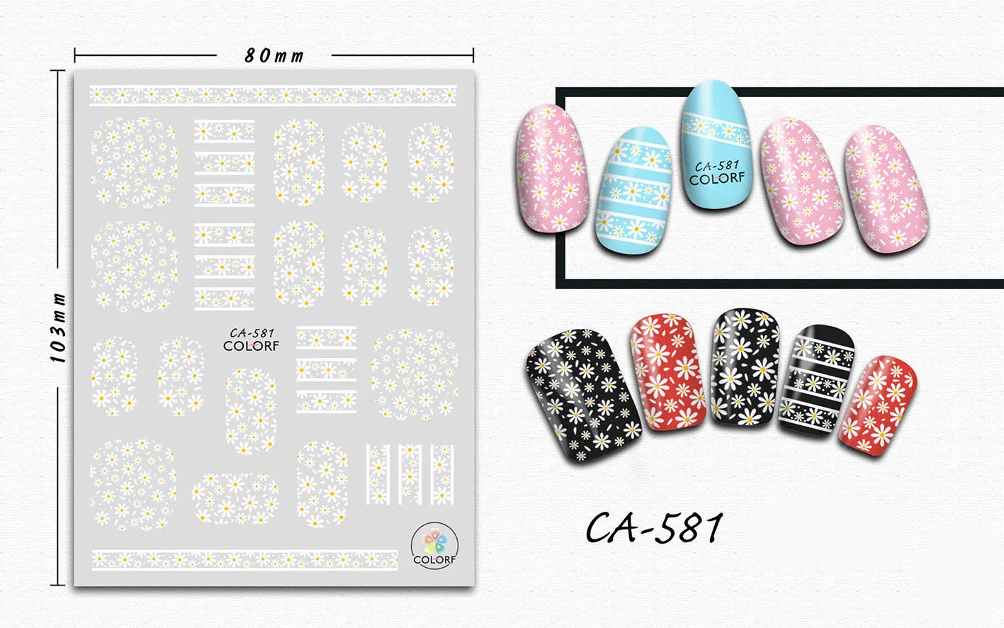 

3D Nail Sticker White Chrysanthemum Stripe Stickers for Nails Manicure Sticker Decals Decoration Nail Art Sticker Accessories