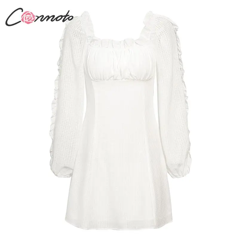 Conmoto Элегантные однотонные платья для вечеринок белое винтажное платье