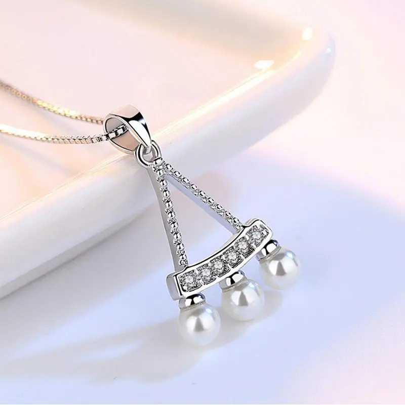 925 стерлингового серебра изящный полые веерообразные жемчужная подвеска с