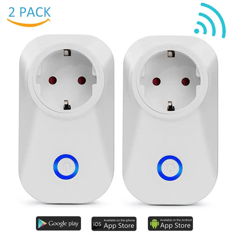 Wi-Fi Смарт-разъем wifi переключатель Samrt розетка ЕС вилка Умный домашний выключатель жизни для Google Home Amazon Alexa совместимый с голосовым управлением - Комплект: 2 Pcs