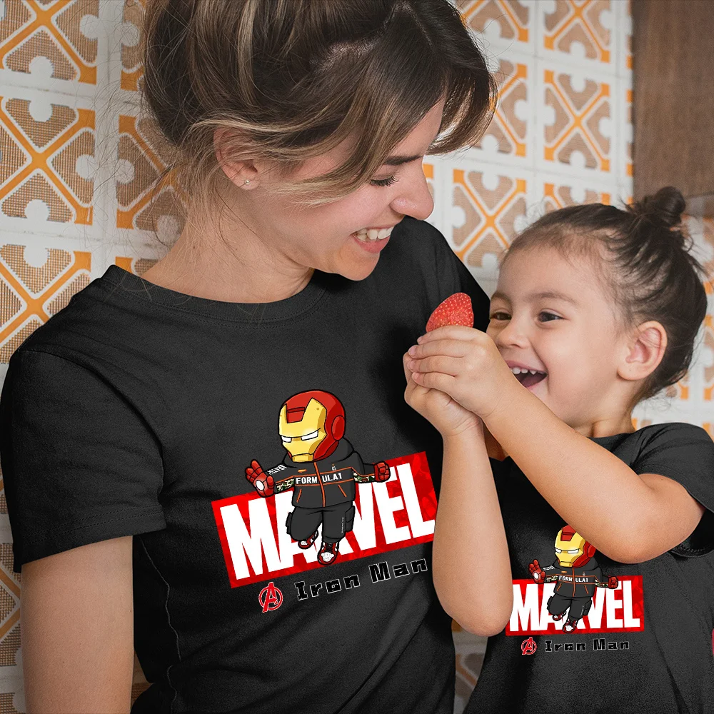 

Summer T-shirt Fashion Baby clothes Harajuku Cartoon Iron Man Woman Men Universal Clothing Loose Color Kids Tshirt Casual Cozy