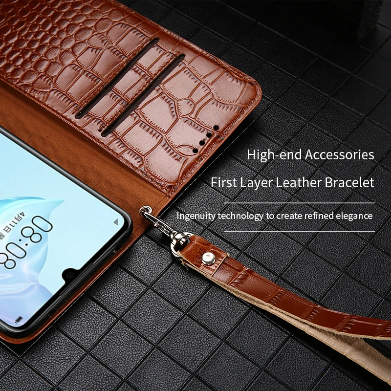 genuine leather card slot holder strap flip case for huawei p40 p30 lite p20 p50 pro mate 40 20 cover for honor 50 20 10 lite 9x free global shipping
