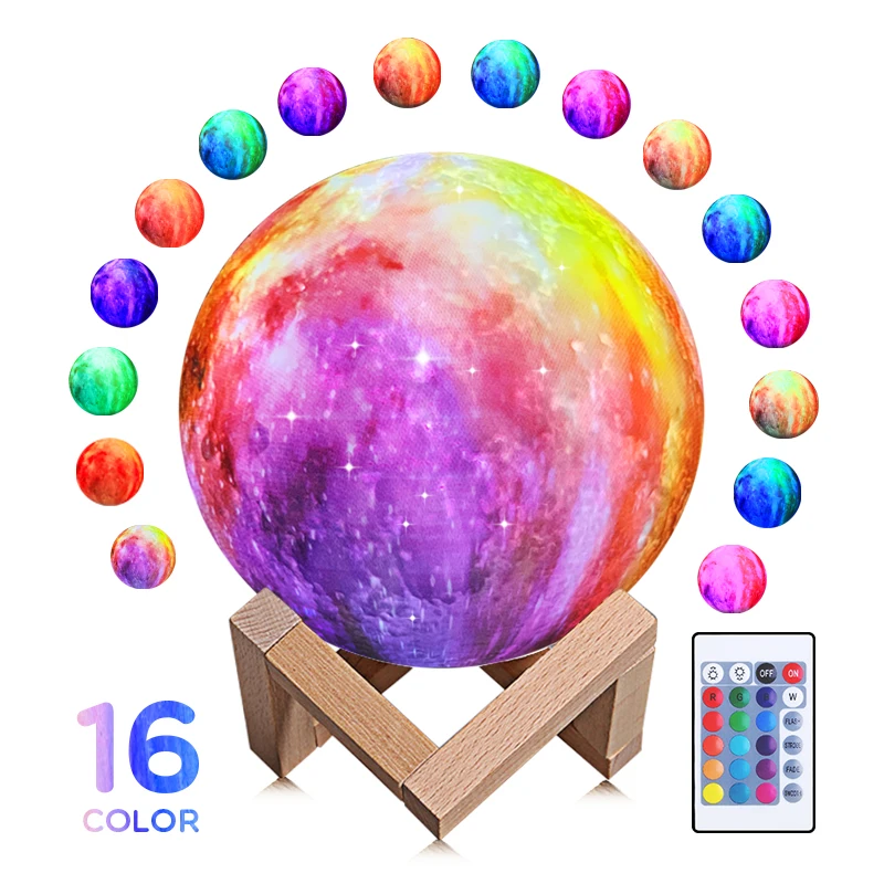 3D луна лампа ночник с 16 видов цветов Galaxy игрушки подарки для мальчиков и детские