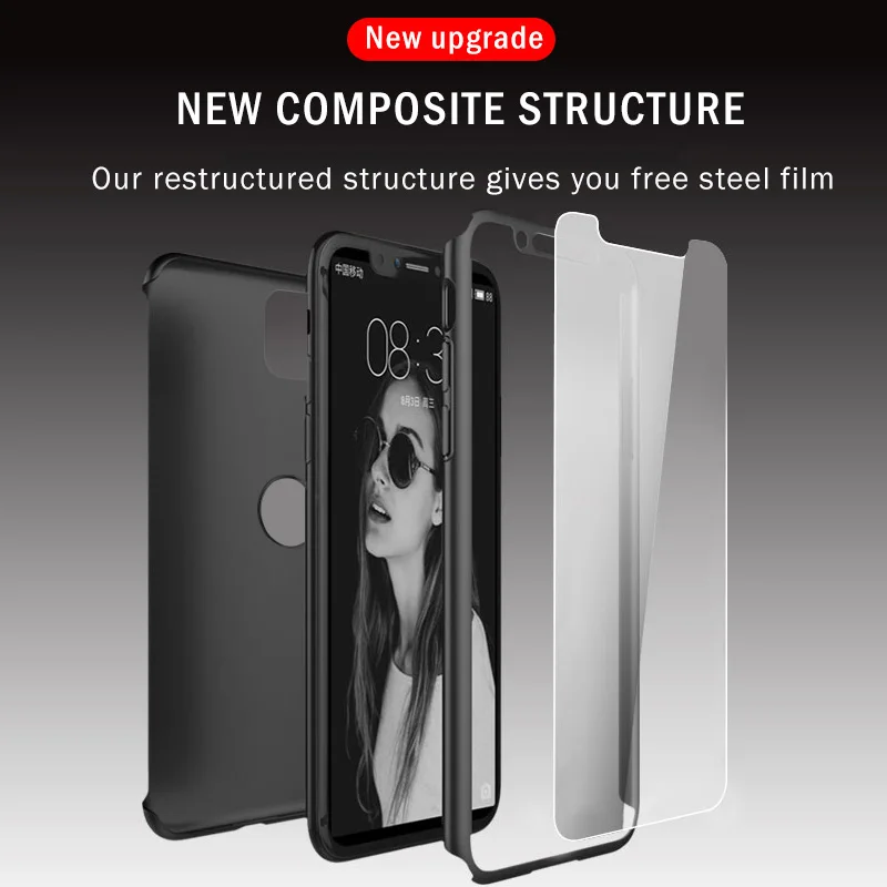Роскошный 360 изогнутый полный Чехол для iPhone 11 Pro Max, защитный чехол для iPhone XR XS Max X 11 6 6 S 7 8 Plus, противоударный чехол, стекло