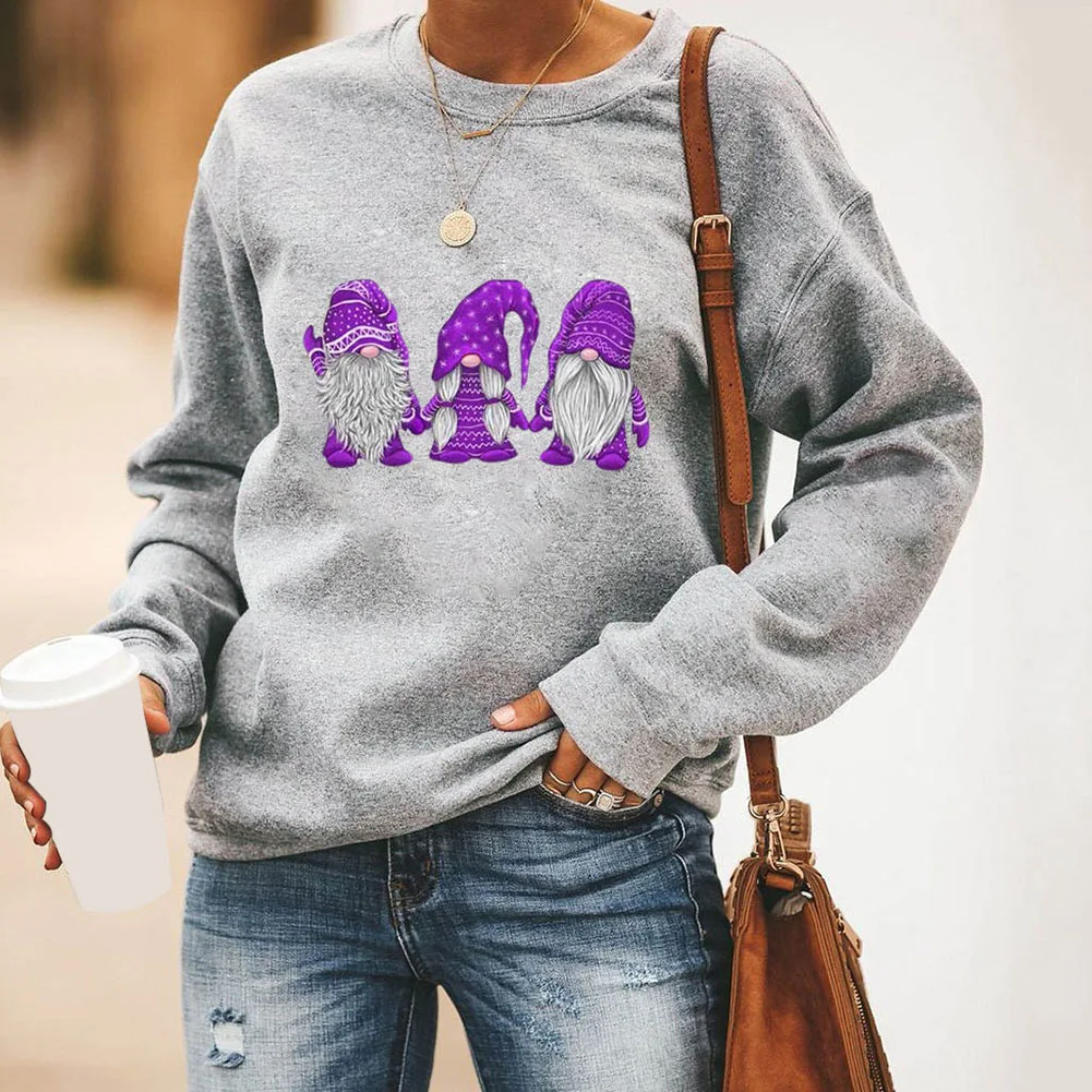 

Christmas Sweatshirt Hoodies women O-neck Long Sleeve Loose Autumn Winter clothing Dwarf Santa Claus pattern ropa de mujer 2020