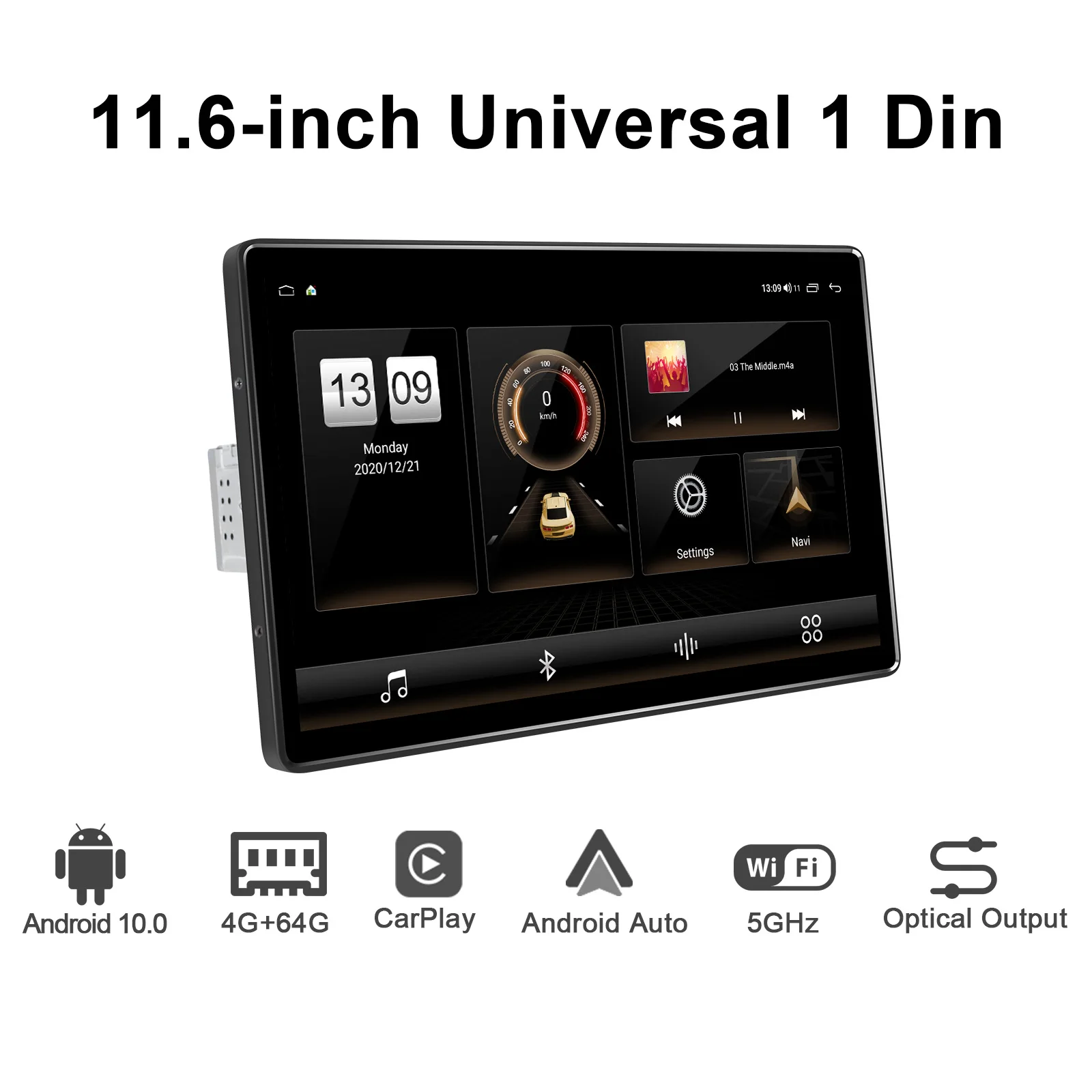 저렴한 Autoradio 1 Din 11.6 인치 자동차 라디오 디스플레이 범용 중앙 멀티미디어 비디오 플레이어 안드로이드 자동 무선 Carplay GPS Navi