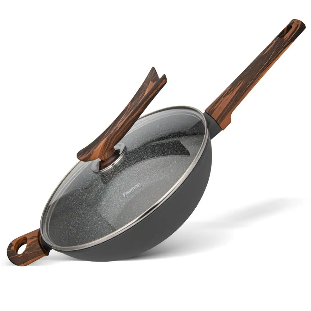 Индукционная плита FISSMAN CAPELLA серии Wok со стеклянной крышкой антипригарное черное