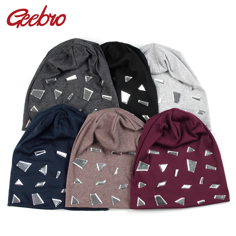 Geebro модная весенне зимняя Осенняя облегающая шапка хлопковые шапки с черепом