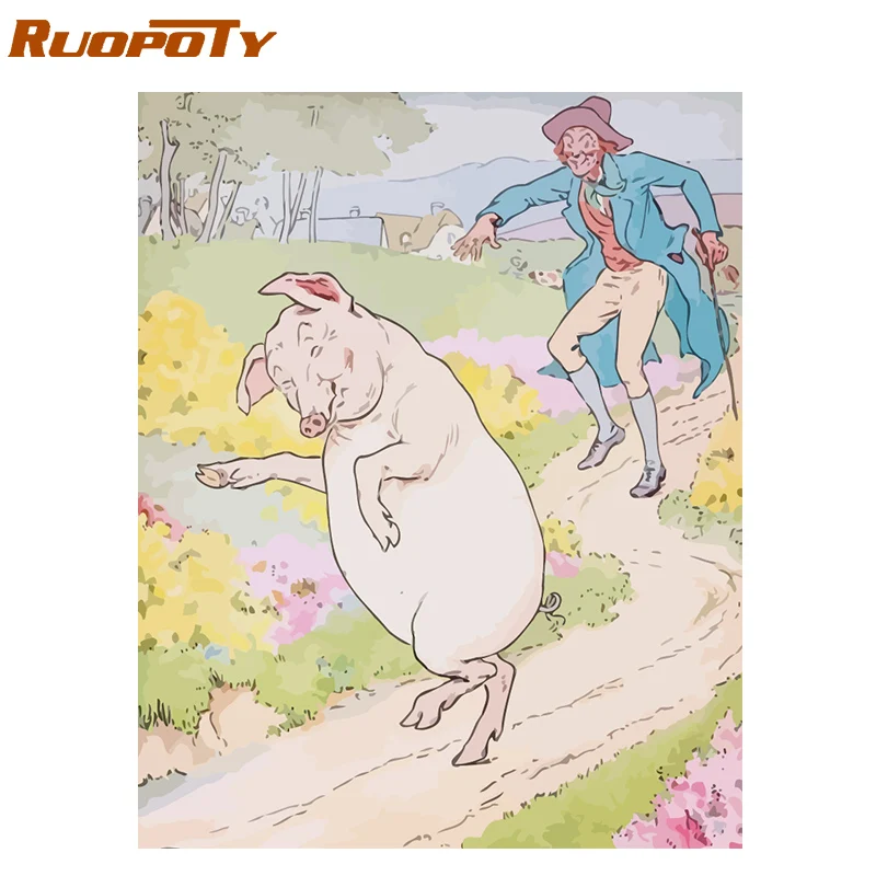 Ruopoty Рамка Картина классический пейзаж Diy Краска ing по номерам Акриловая Краска на холсте Ручная Краска ed для дома стены художественные украшения - Цвет: 90823-1