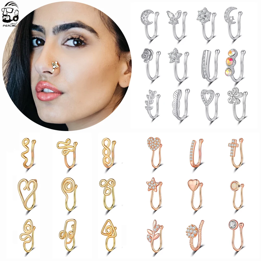 Набор колец для носа из нержавеющей стали под золото комплект 9/12 штук ювелирные