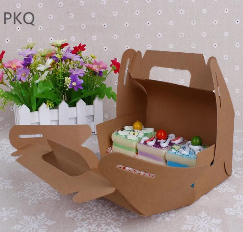 

20pcs/lot Tea packaging cardboard Box White kraft paper box Cake Cookie Food Storage Standing Up Paper Packing Bag Cupcake Box