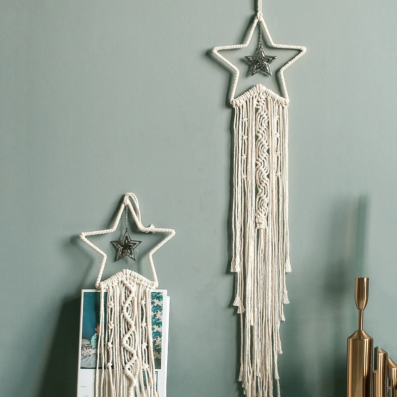 Богемный шик макраме настенный гобелен Луна Звезда Ловец снов Настенный декор