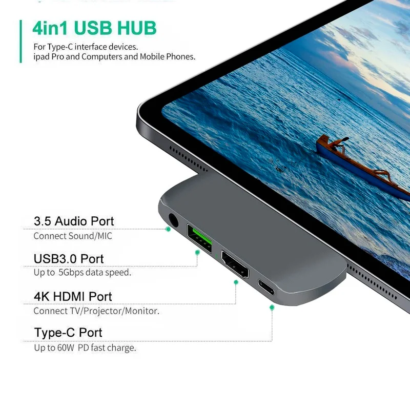 Адаптер USB C на HDMI совместимый с 3 0 Aux для IPad Pro MacBook Samsung S20 Dex Xiaomi 10 TV PS5 Nintendo Monitor |