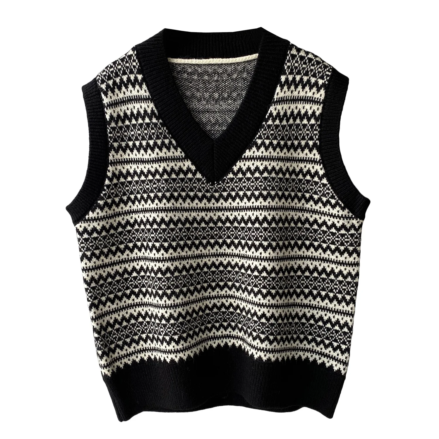 

Women's Knitted Vintage Sweater Vest V-Neck Knitting Pullovers Sleeveless Fashion Oversized Female Loose Sleeveless Jumper