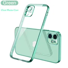 For Iphone Clear Phone Case Transparent Silicone Electroplating Right Angle Side for iPhone 12  11 12ProMax 11 X