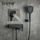 Настенный смеситель Gappo, черный кран для ванны с дождевой насадкой, крепление на раковину
