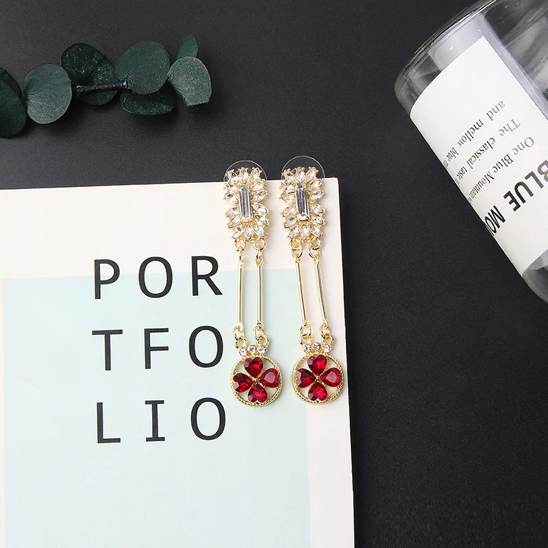 Новые корейские Металлические длинные Подвесные серьги MWsonya с кристаллами и