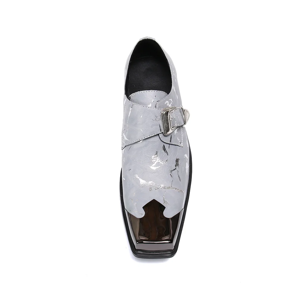 

Genuine Leather Shoes Men Autumn New British Square Head Cowhide Leather Oxfords Handmade Business Dress Shoes
