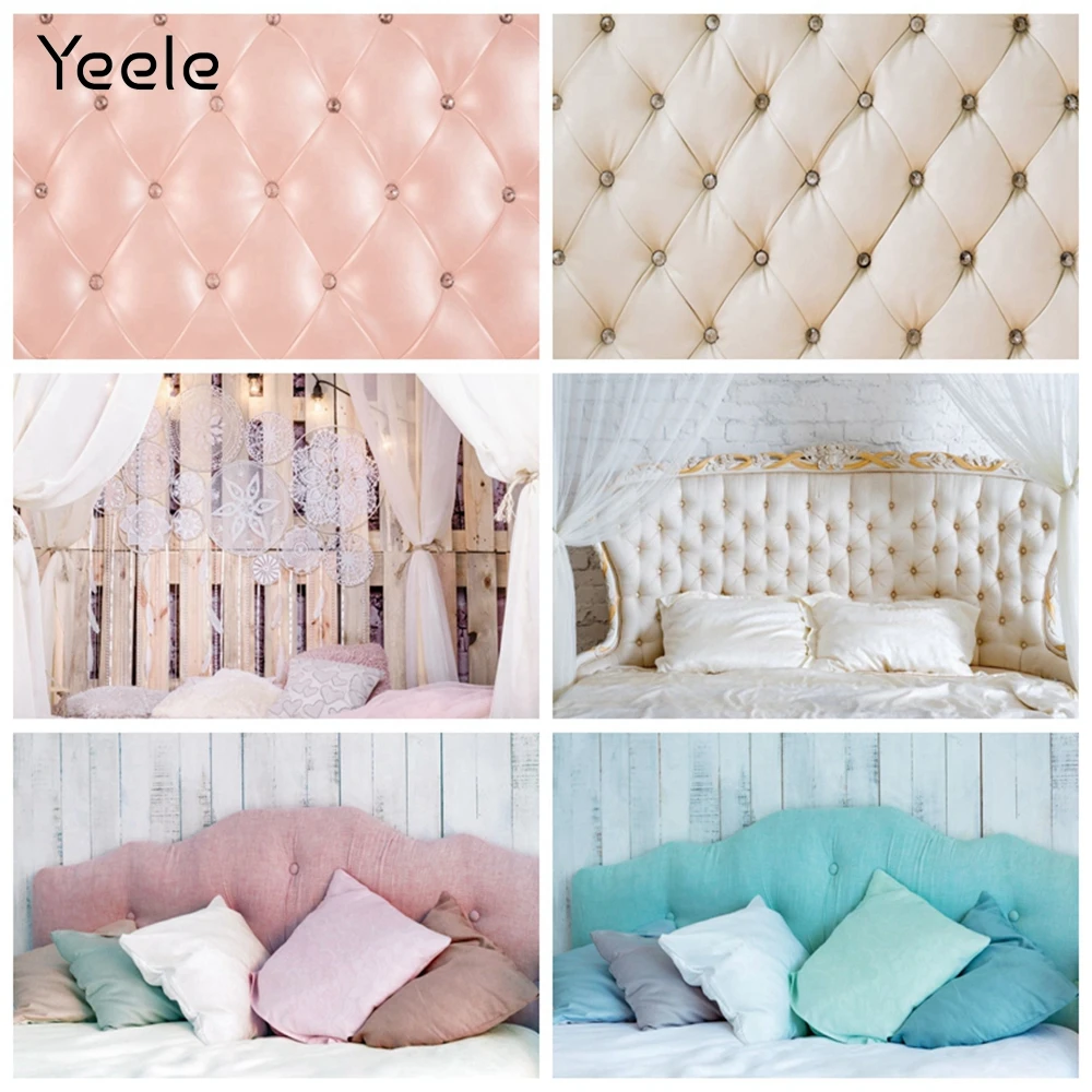 

Yeele Bed Headboard Photography Backdrops Pillow Curtain Baby Room Portrait Photographic Background For Photo Studio Photophone