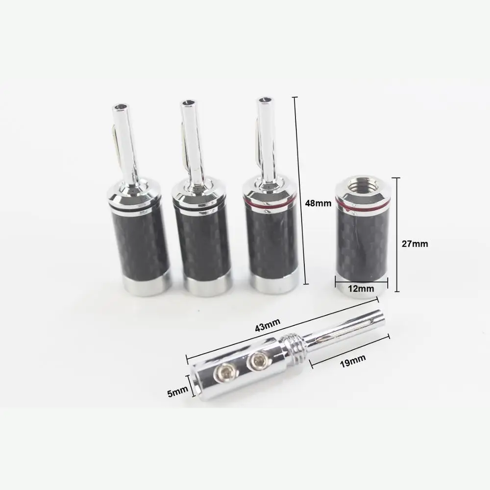 4 PCS Audio Speaker Cable Screw Locking Banana Plug Audio Jack Connector A02