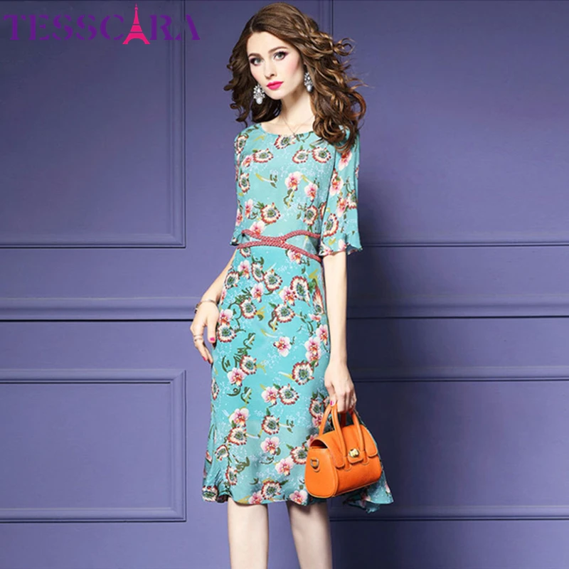 Женское шифоновое платье TESSCARA Элегантное коктейльное трапециевидной формы в