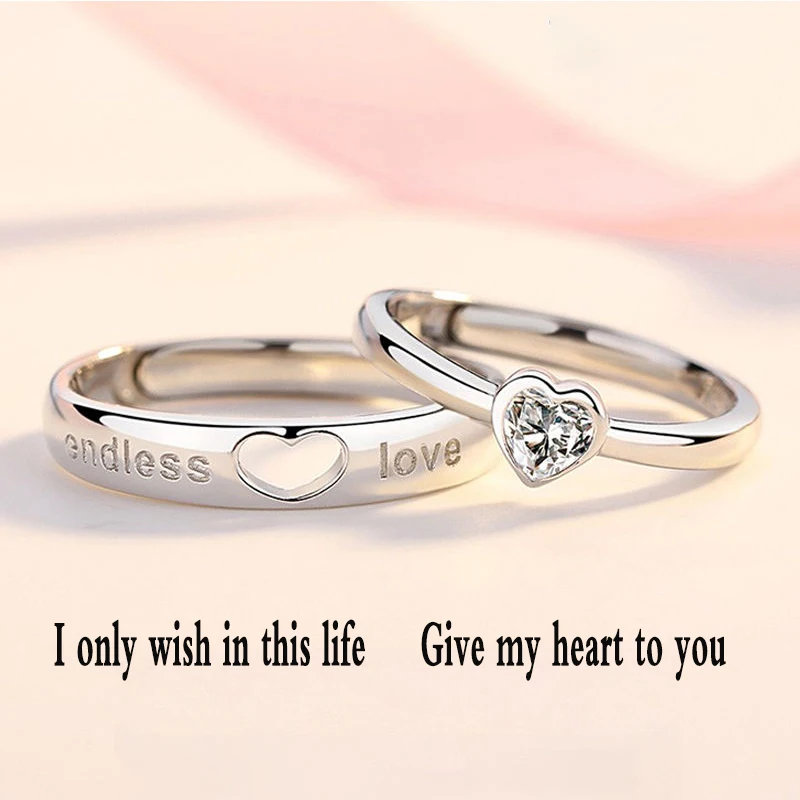 

Fashion Japanese And Korean Simple Jewelry New One-Hearted Couple Ring Trendy Ins 925 Silver Valentine'S Day Birthday Jewelry Gi
