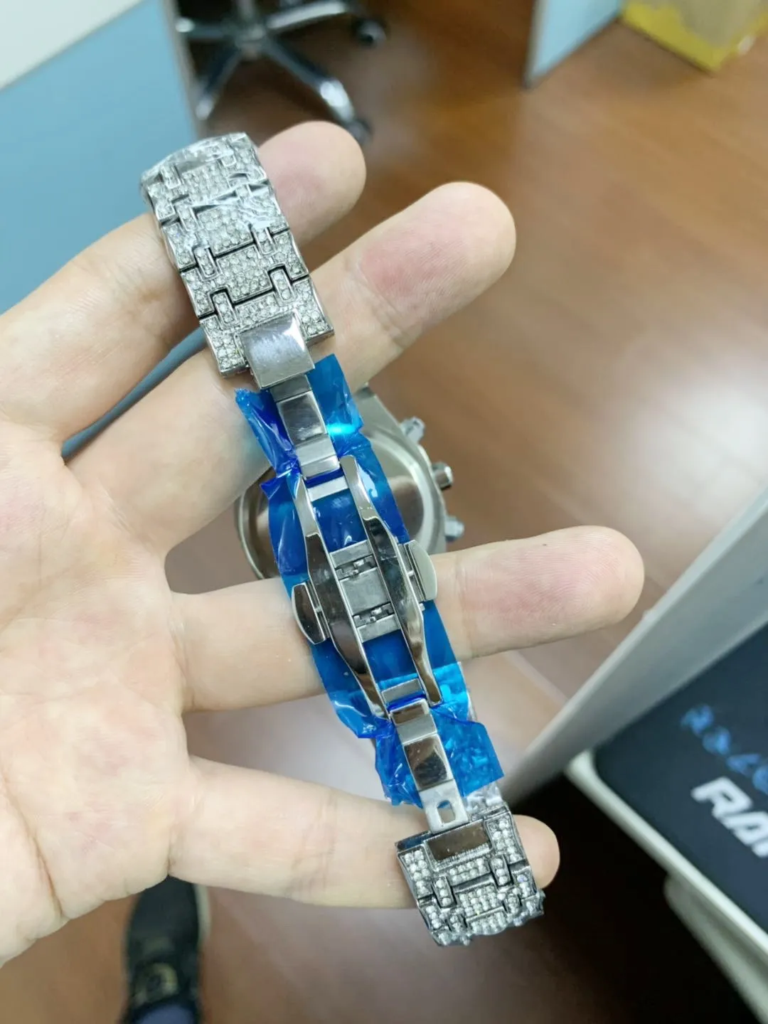 

Classic New Men Watch Chronograph Sapphire Stainless Steel Yellow Gold Rose Silver Black Full Iced Diamond StopWatch Sport